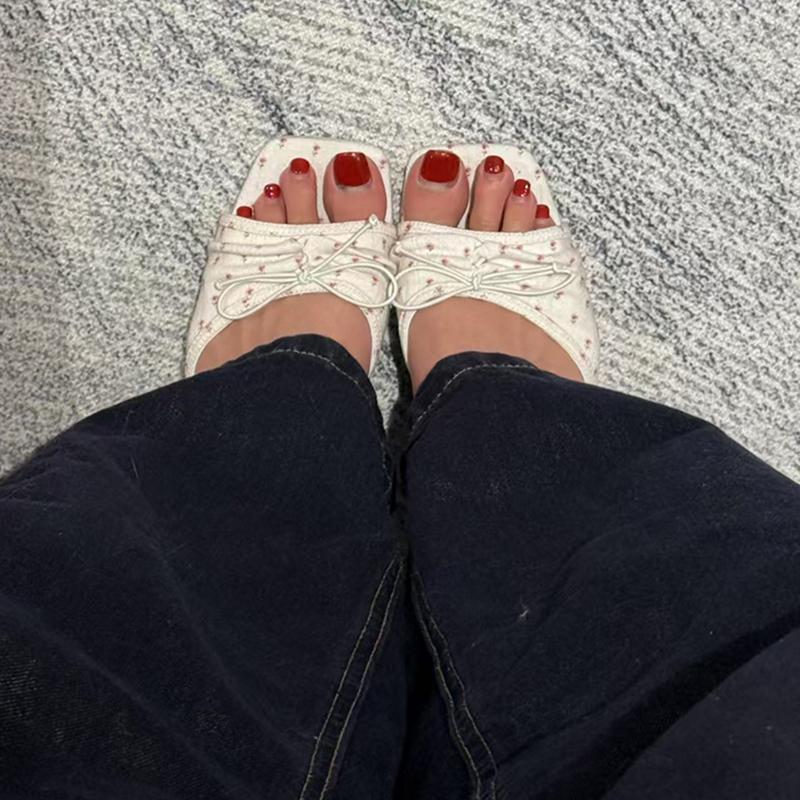 Summer Floral High Heels Women Slippers Fashion Square Toe Slip On Shoes Ladies Outdoor Party Dress Slides