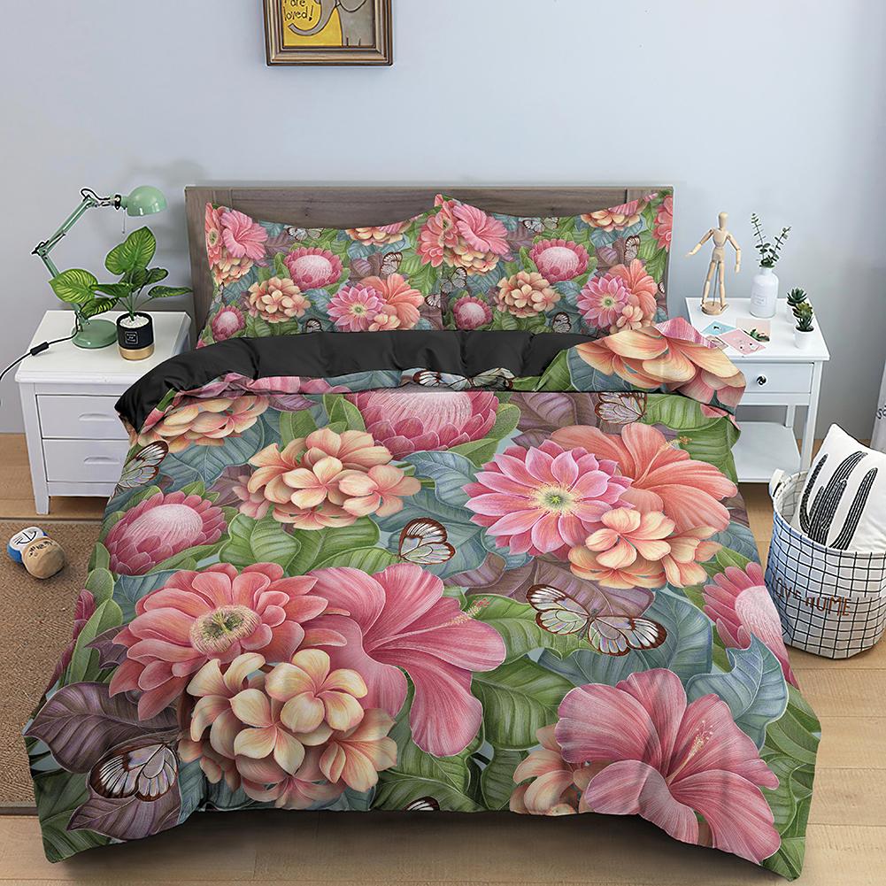 3D Yellow Flower Bedding Set Simple Floral Duvet Cover With 1/2 Pillowcase King Queen Size Quilt Cover Polyester Comfort Cover