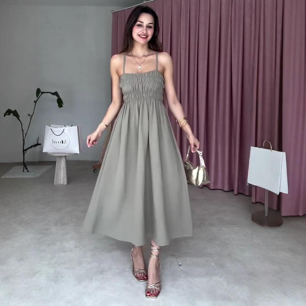 2025 Summer Women's Fashion: High Waist Loose Casual Sling Dress