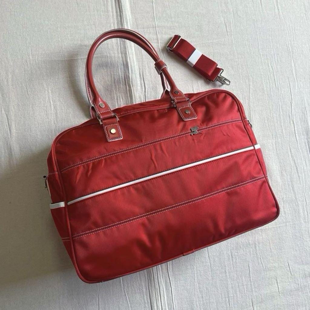 [USED] 90s Courrèges 2-way Boston Bag with Logo Plate and Shoulder Strap (Y2K)