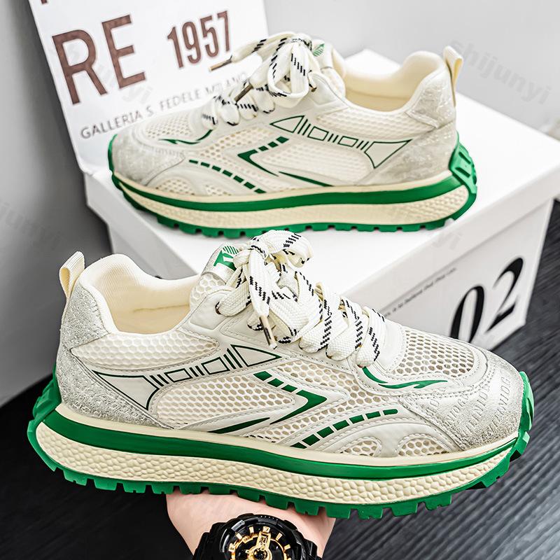 

Fashion Men s Sports Casual Shoes 2025 Summer New Mesh Breathable Comfortable Shoes Fashion Trend Versatile Thick Soled Chunky sneakers 39 бежевый