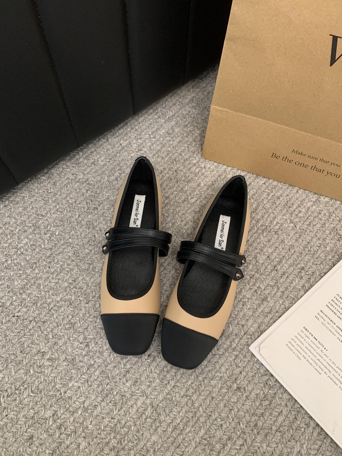 

2025 spring and autumn new Korean version ladyshoes with skirts Mary Jane shoes small fragrant flat shoes French evening single 39 хаки