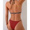 Bikini Sexy Nero con Stampa Leopardo Donna Doppia Spallina Push Up Perizoma Costume da Bagno Costume da Bagno per la Spiaggia