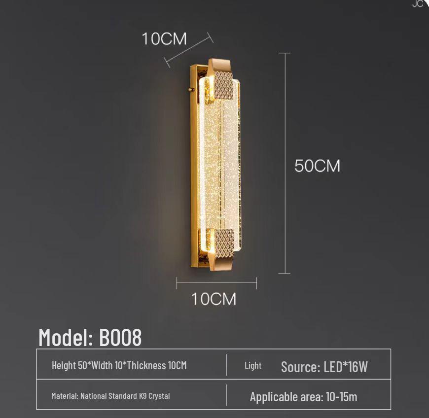 Nordic Style Luxury Crystal Glass Bedside Wall Lamp for Bedroom & Entrance