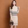Slim Sweater Dress for Women In Winter Thickened and Warm Half Turtleneck Pullover Solid Color Casual Mid-length Knitted Sweater