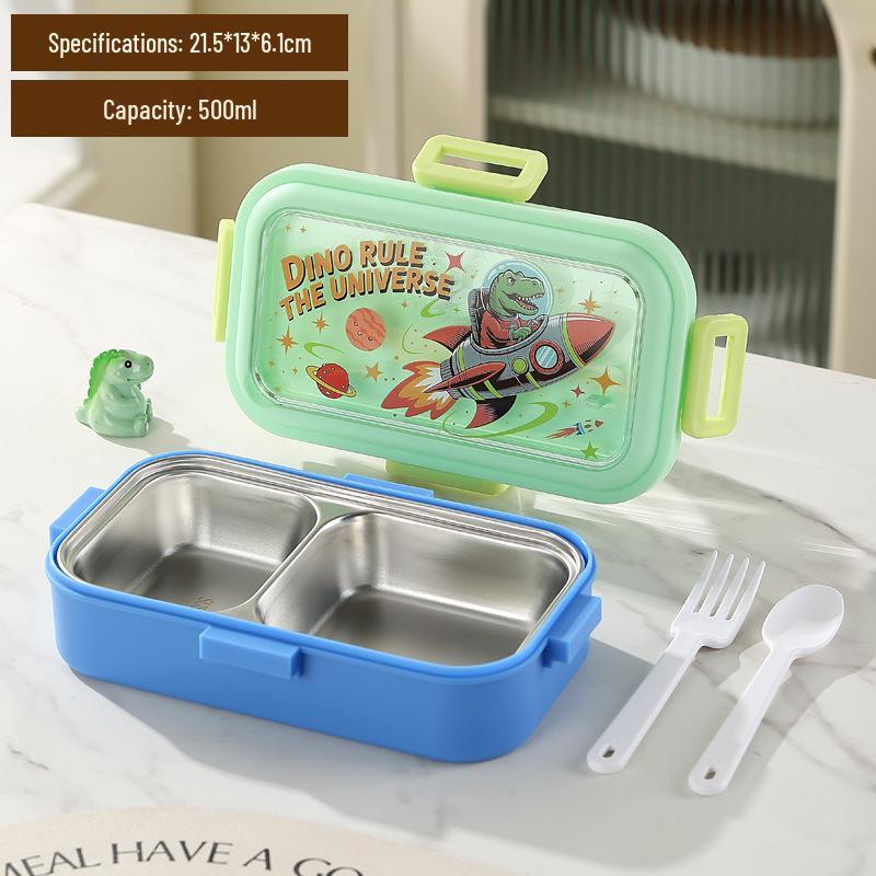 304 Stainless Steel Bento Lunch Box with Compartments, Fork & Spoon - Portable Meal Prep for Office Workers & Children