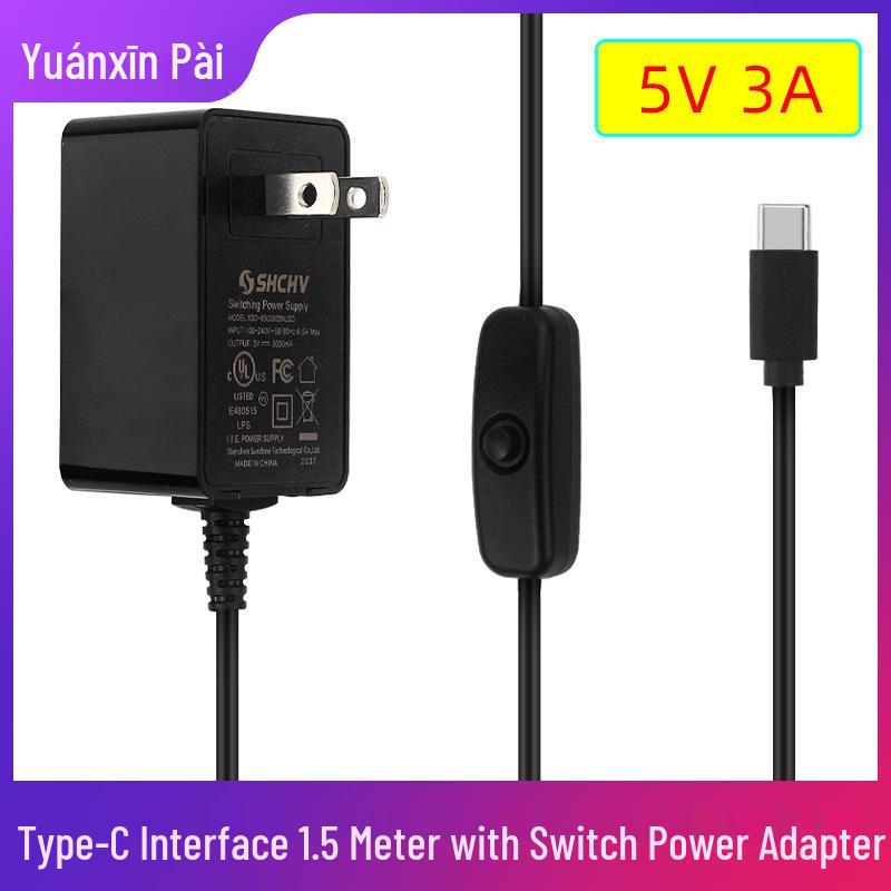 Raspberry Pi 4B Power Adapter, 1.5m, 5V 3A, Type-C, Switch, CE Certified