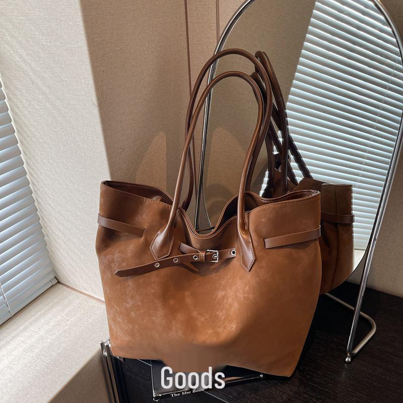 

2025 Retro Suede Tote Bag for Women - Large Capacity, Soft Shoulder Bag for Autumn/Winter коричневий