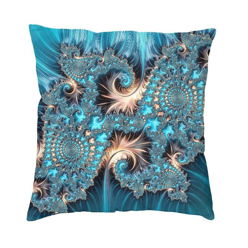 Turquoise Gems Geometric Art Cushion Cover 45X45Cm Home Decor 3D Print Elegant Copper And Teal Fractal Four Throw Pillow Case