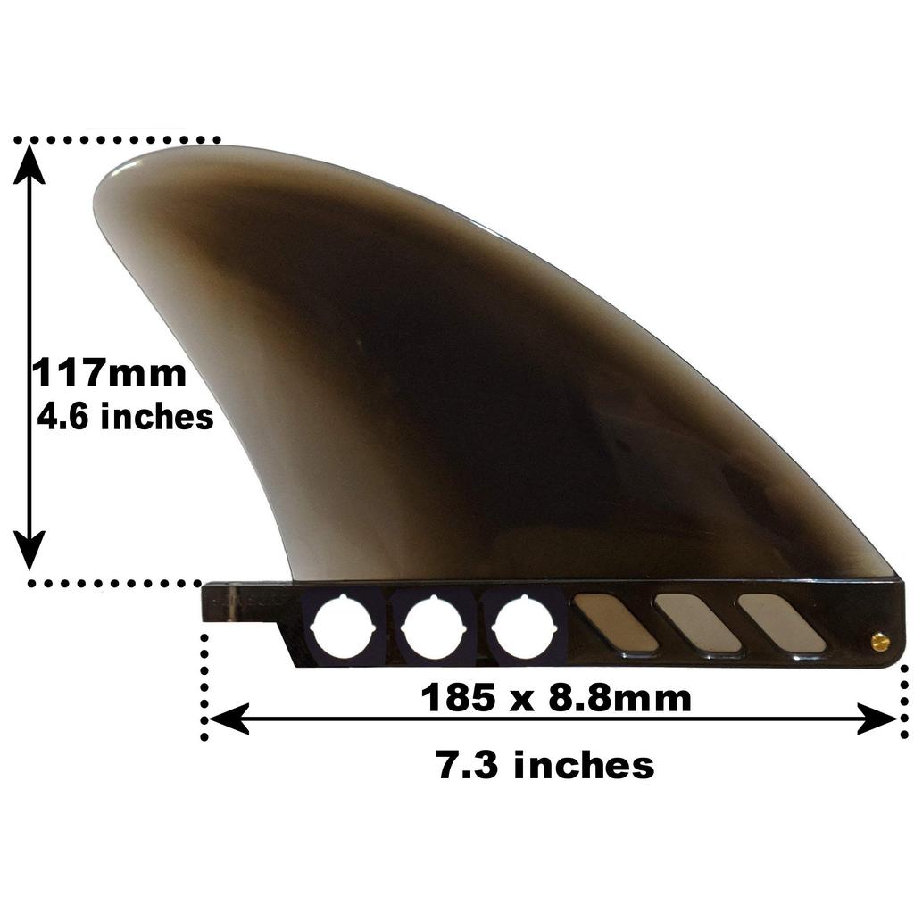 saruSURF 12cm Center Fin, Flex Soft, 4.6" for Longboards, SUPs, airSUPs, and AIR7 Paddleboards (Screws Included, Smoke-Black)