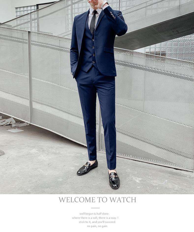 2022 Men's Solid Color Two-Button Suit & Trousers Set