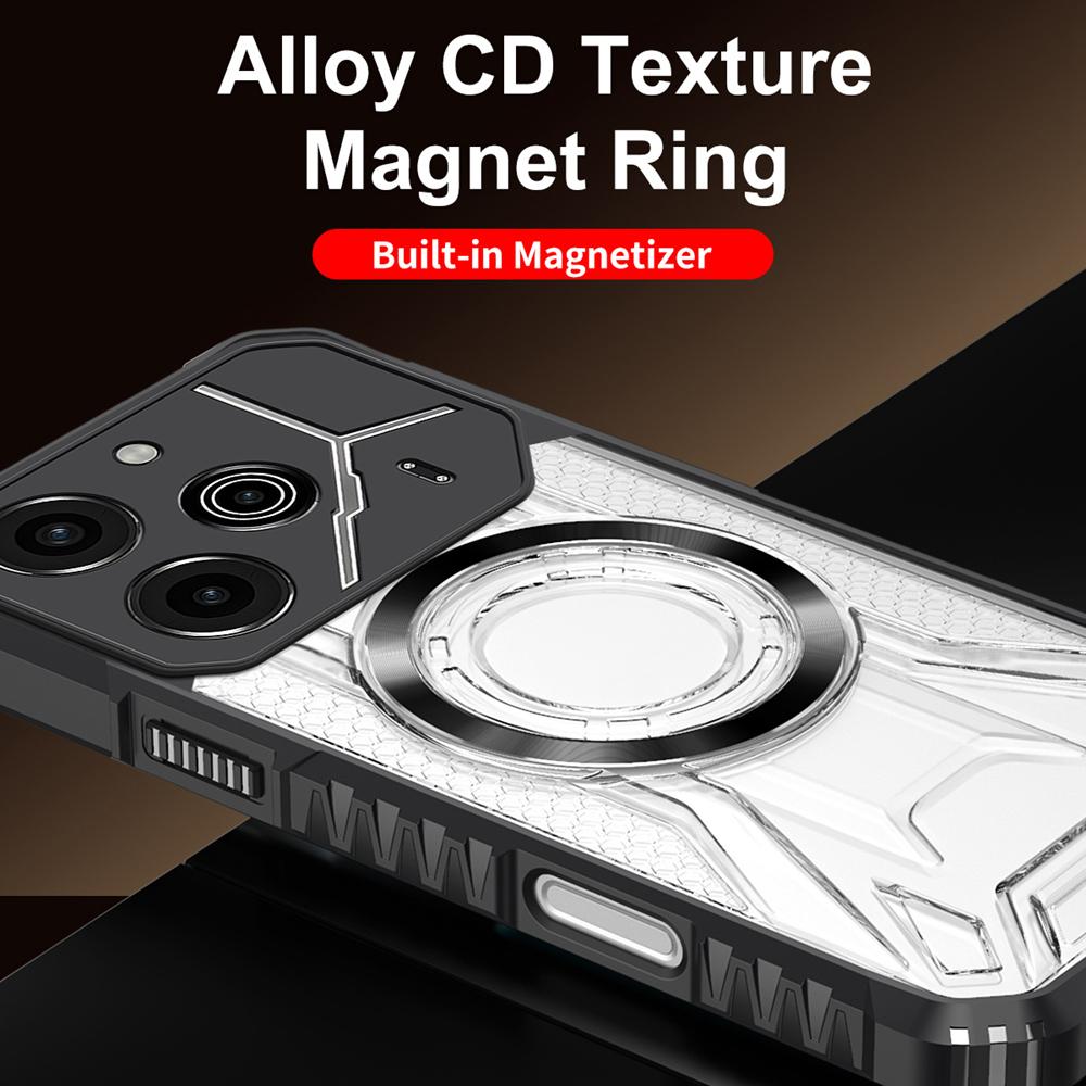 KEYSION Transparent Magnetic Case for TECNO Pova 5 Pro 5G Silicone+PC Heavy Duty Shockproof Phone Cover for for Tecno Pova 5 5G
