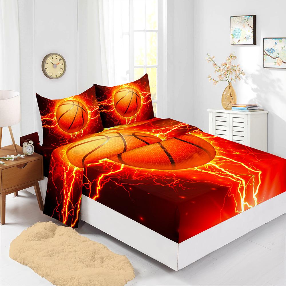 Four-Piece Mattress, Sports Basketball Printed Mattress, Protective Cover, Bedding, Europe and America