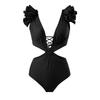 2025 Trendy Women's One-Piece Swimsuit Set with Bowknot Mesh Skirt - Solid Color