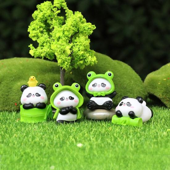 6 ks Mini Panda Figurky Ozdoby Panda na Palubní Desku Auta Miniaturní Zvířecí Ozdoby pro DIY Řemesla Mikro-Krajiny Pohádková Zahrada
