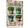 Vintage Herb Garden Metal Wall Art Sign  Iron Decorative Plaque with Rustic Wooden Design  Faux Wood Finish  Featuring Herb