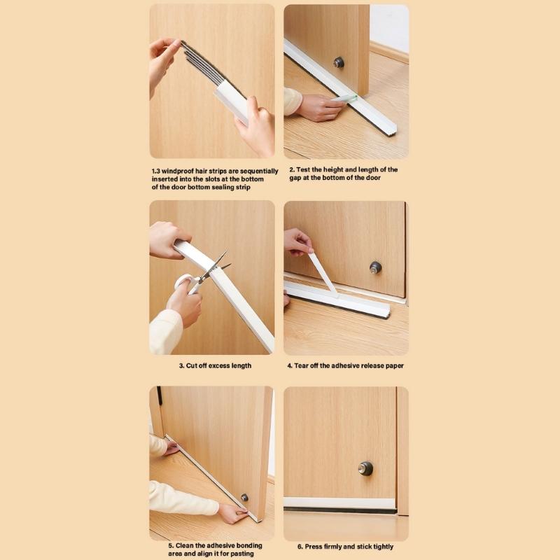 Door Draft Stopper Seal Strips Self Adhesive Under Door Draft Noise Blocker Door Sweeps for Bottom of Door Easily Instal