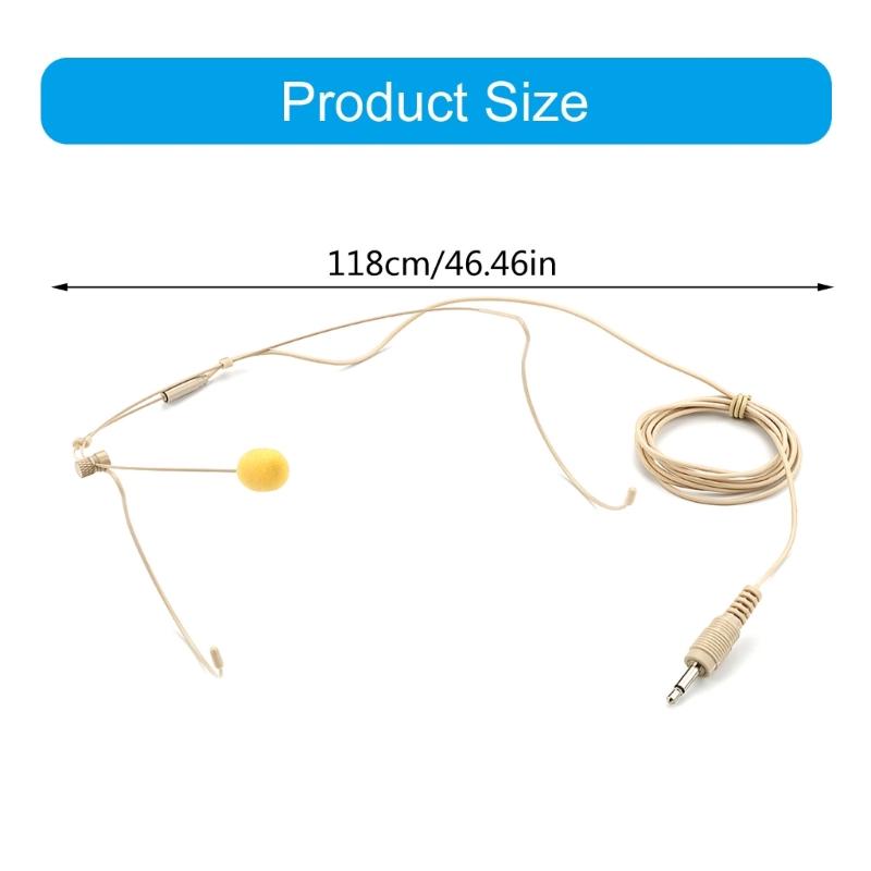 3.5mm Thread Straight Plug Head Microphone Replacement Headset Headworn Microphone Double Earhook Headworn Mic Enduring