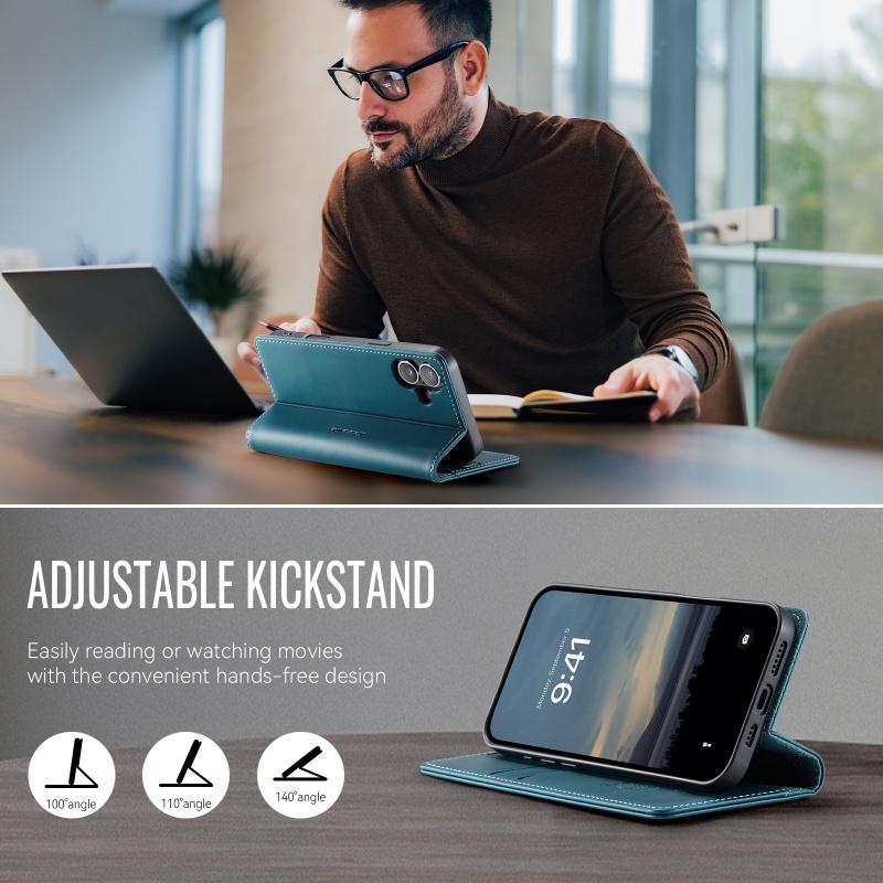 CaseMe Flip Leather Purse Holder Phone Case For iPhone 17 Pro Max Air 16E 16 15 Plus 14 13 12 11 X XS XR SE 2022 8 7 Shockproof Wallet Card Slot Cover