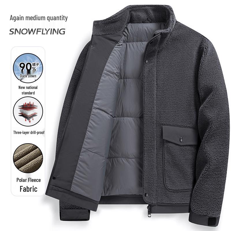 Xuezhongfei Men s Fleece-Lined 90% Duck Down Stand Collar Puffer Jacket 190/3XL