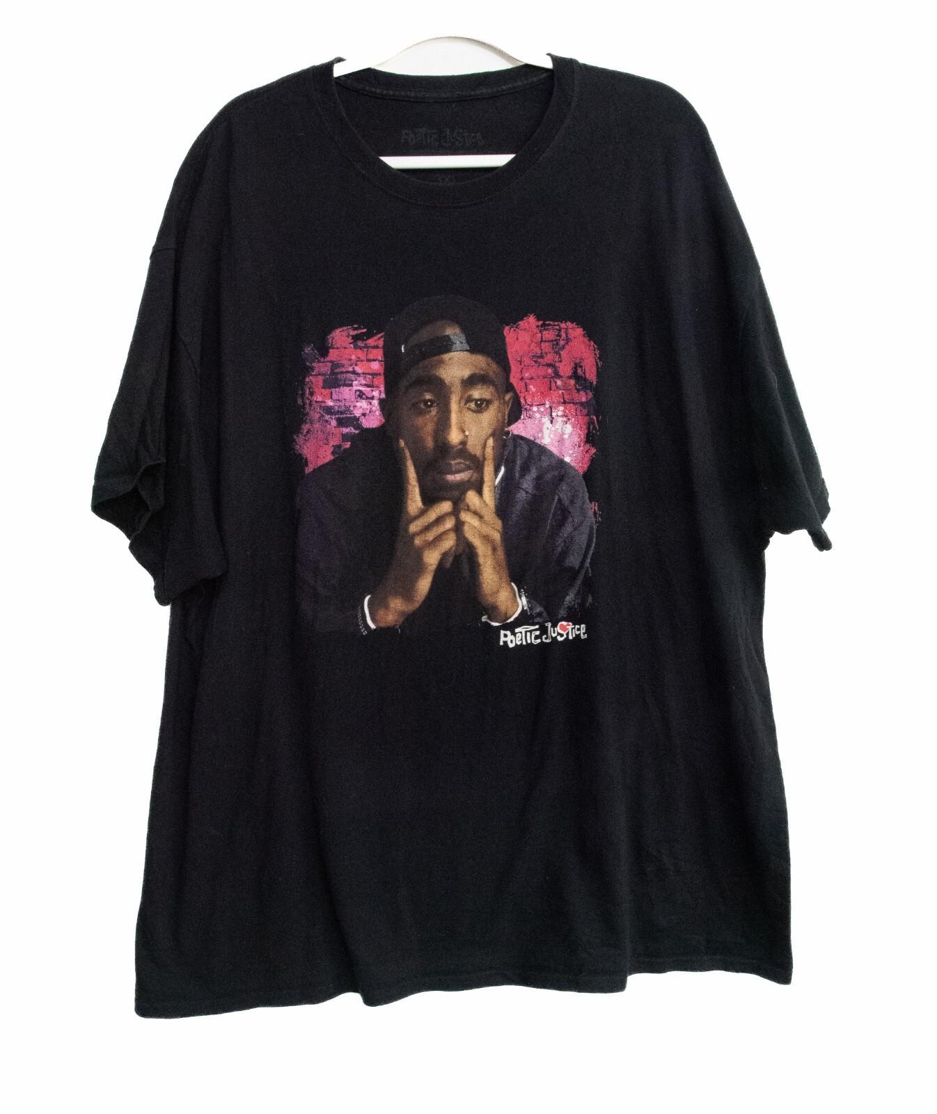 Poetic Justice Tupac Mens Black T-Shirt Short Sleeve Round Neck Pure Cotton 3XL L