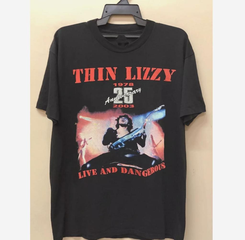 Unisex Shirt Cotton Oversize Large Size Rare Thin Lizzy Band 2003 Gift For Fan Black S 2345XL Unisex