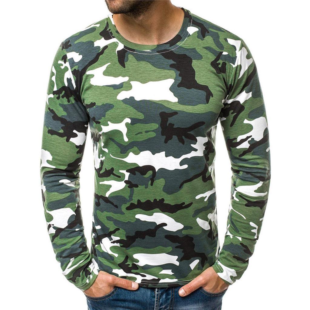 Koszulki z długim rękawem dla mężczyzn, moda męska z nadrukiem O-Neck T-shirt Topy Casual Sport Athletic Pullover Bluzka