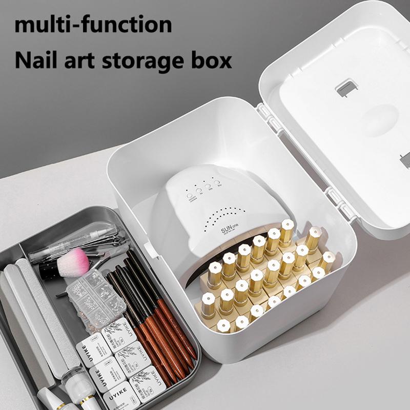 Hand-Held Desktop Storage Box Plastic Scissors Manicure Organizer Jewelry Nail Gel Polish Pen Container Manicure Tool Case