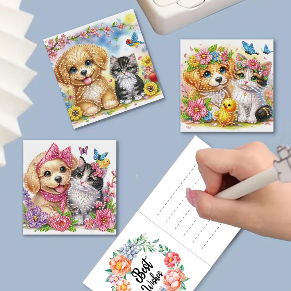 6Pcs Ballet Animals Faith DIY Diamond Painting Greeting Card Rinestone Embroidery Arts Craft Cards Kit Birthday Gift for Friend
