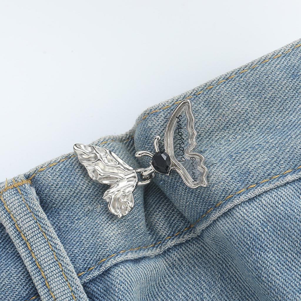 Eleganter Schmetterlings-Taillenstraffer-Knopf für Damen Rock Hose Jeans Taillenstraffer Clip Metallstift Kleidung Befestigung