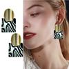 New 111 silver needle personalized design plaid earrings women's, European and American exaggerated geometric square earrings temperament earrings