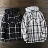 Brushed Cotton Plaid Hooded Shirt! Men's Export Surplus with Cut Tags, Autumn Thickened Long-Sleeve Shirt Jacket