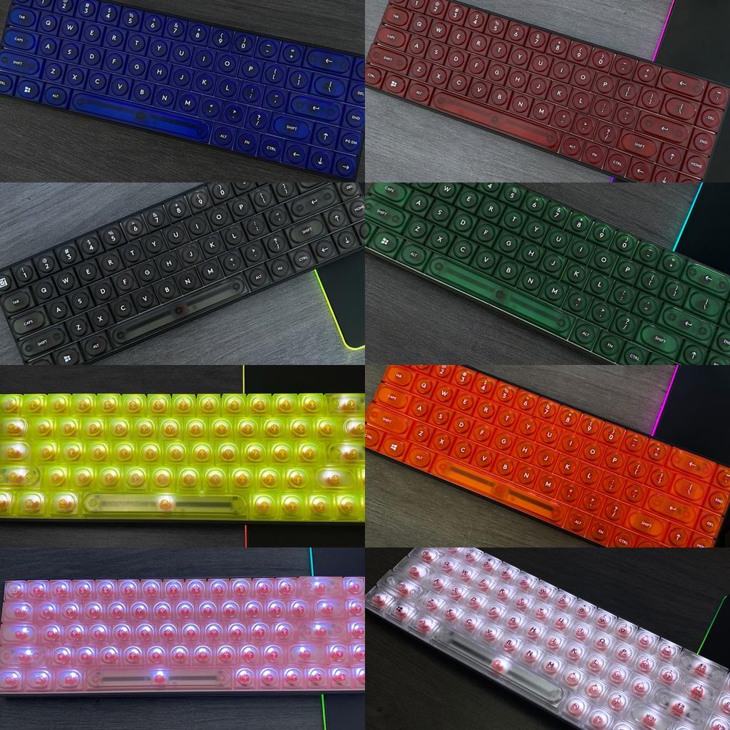 DOYS Block Toy Themed Keycaps,Transparent Matte PC Material 126 Keys Full Set,Shine Through Custom Keycaps Mechanical Keyboards