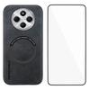 WANLONFENG YBP Series Magnetic Case with Tempered Glass Film For Xiaomi Redmi 14C 4G/14R 5G/Poco C75 4G PU+TPU Phone Cover Large Cutout