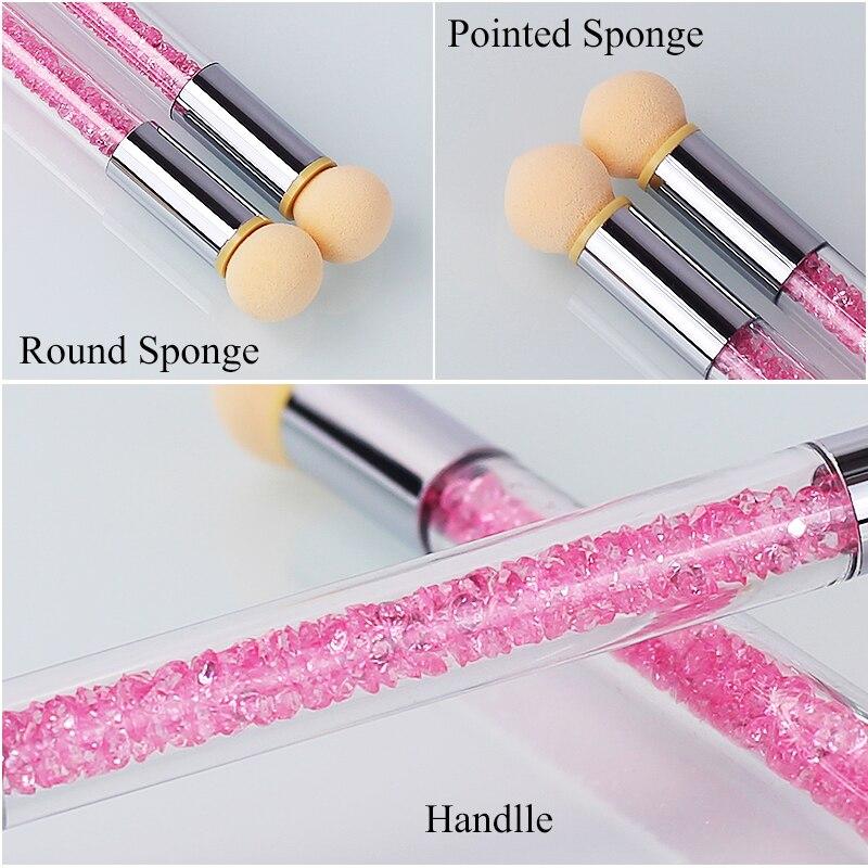Arte Clavo Double-ended Nail Art Brush Set Gradient Pen Sponge Painting Dotting Tool Acrylic Pen With 4 Replace Sponge Heads New