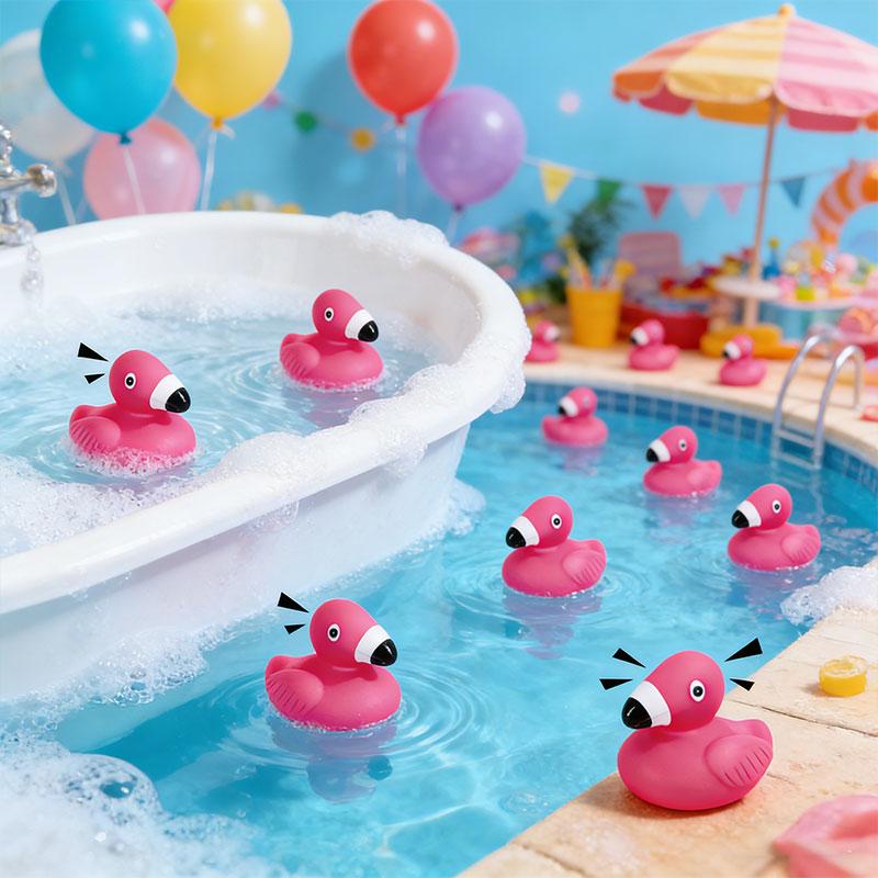 Personalized Name Flamingo Rubber Ducks Custom Text Pink Flamingo Duck Floating Squeaky Bath Toys Pool Party Birthday Party Deco