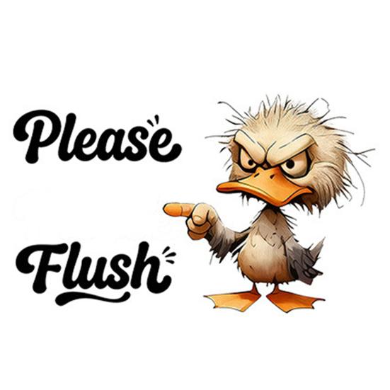 Cute Cartoon Animal Toilet Sticker Flush Please Toilet Tank Sticker Self-Adhesive PVC Bathroom Wall Decal for Washroom