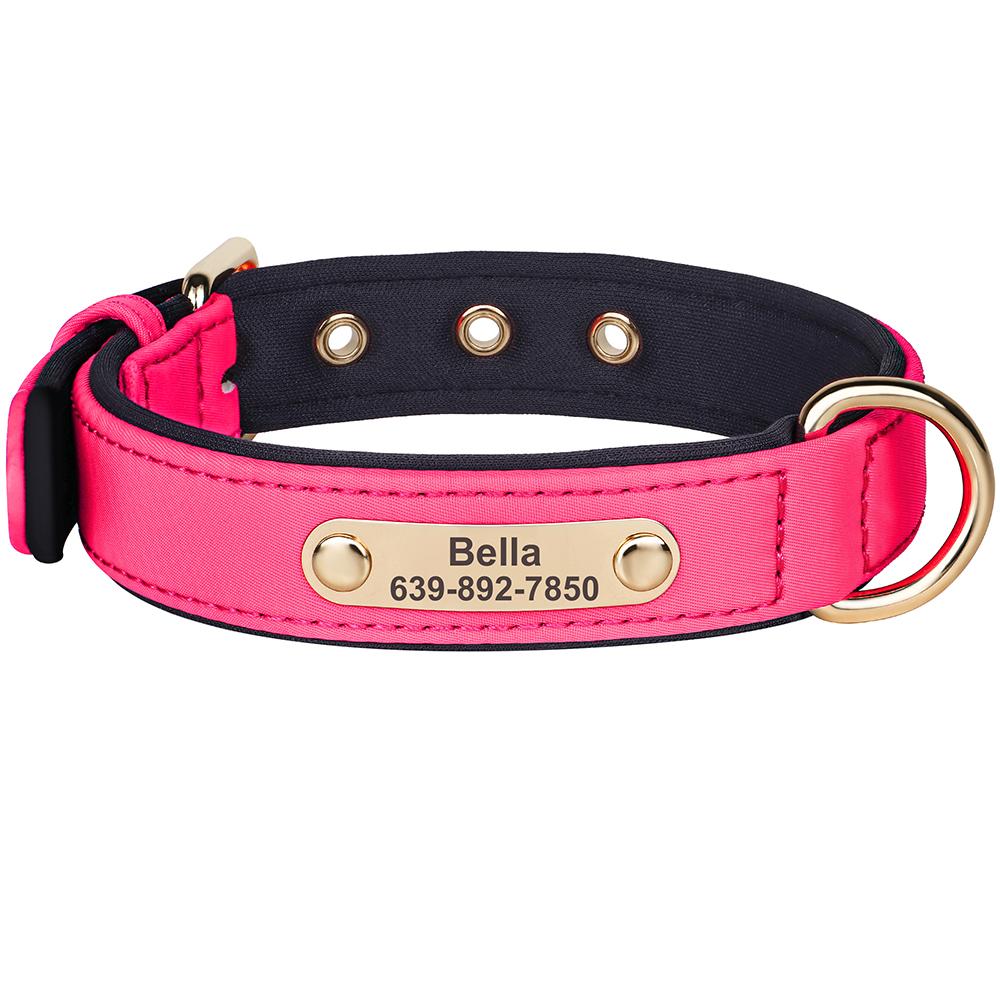 Custom Dog Collar Waterproof Nylon Dog Collars Soft Padded Puppy Pet Necklace for Small Medium Dogs Chihuahua Pug Breathable