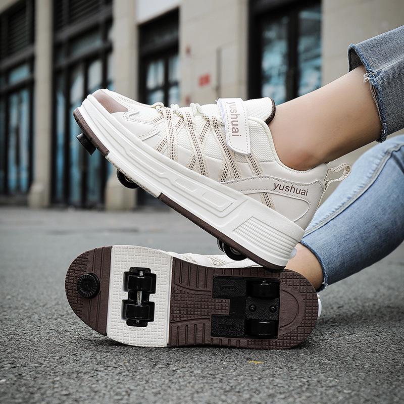 Transformable Double Roller Skates for Kids: Stylish Boys & Girls Wheeled Sneakers