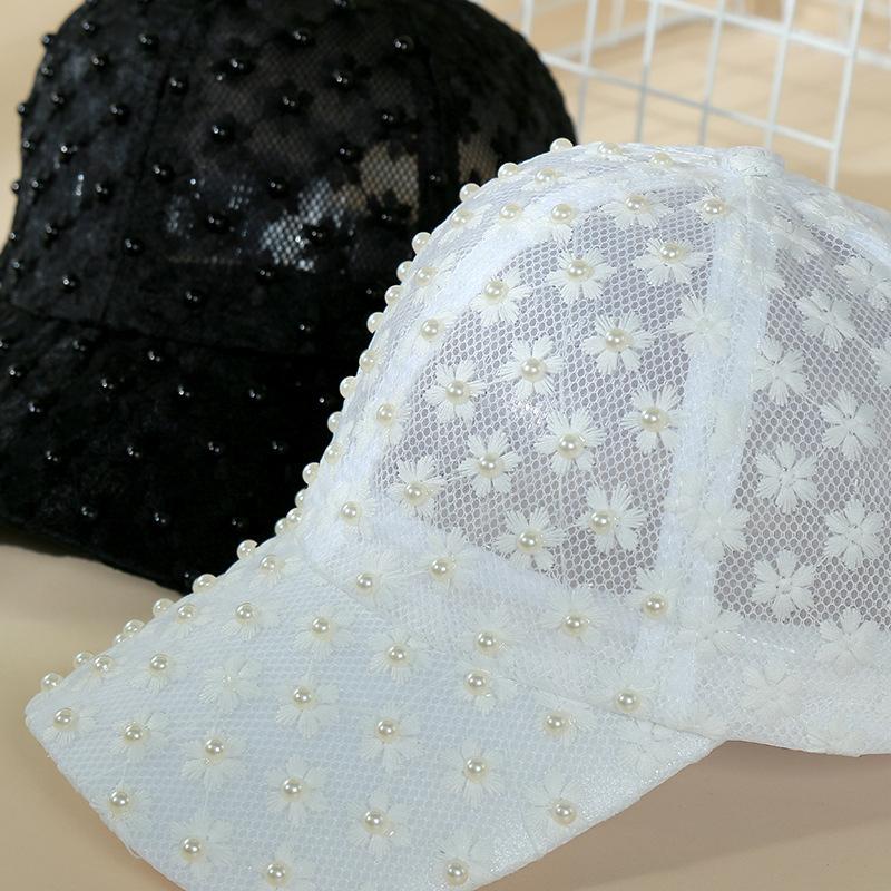 Korean-Style Women's Lace Baseball Cap Breathable Flower Face-Slimming Trendy Fashionable Casual Hat for Ladies