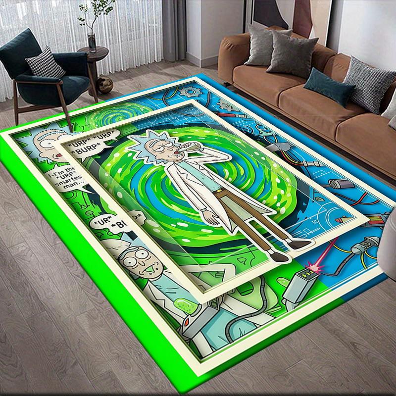 Rick Home Sofa Decoration for Living Room & Bedroom, Non‑Slip Play Flannel Floor Mat for Game Room