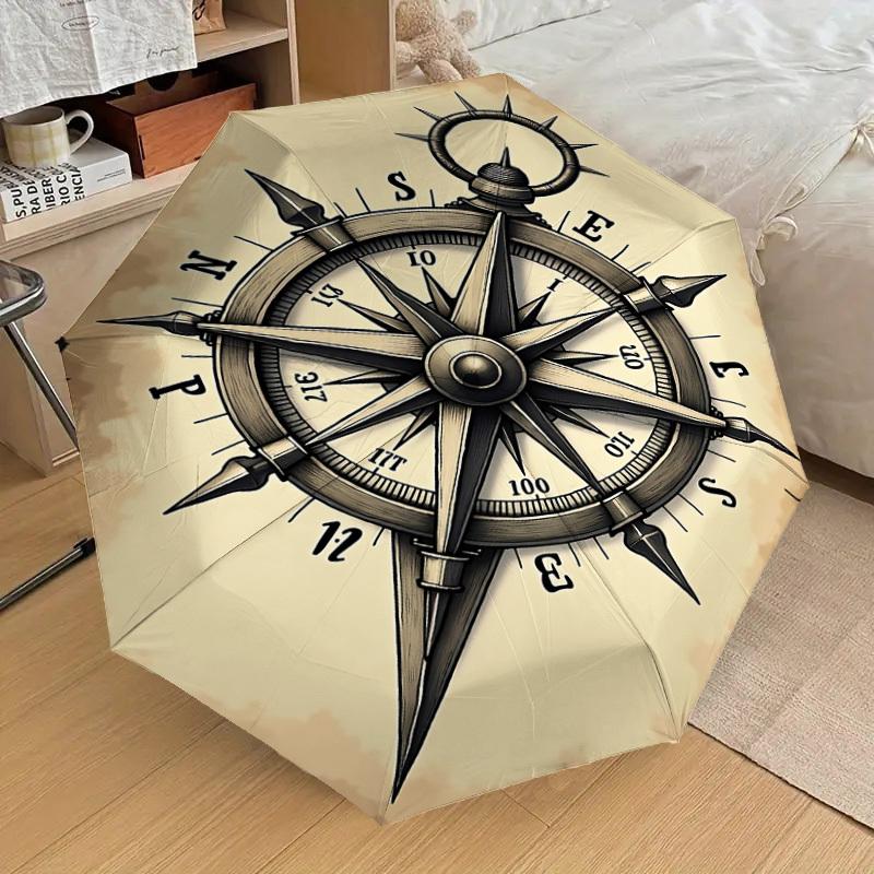 1PC Compass NauticalAutomatic Open/Close Umbrella with Windproof, 8-Rib Sturdy Canopy, Durable Ribs, Fashionable Design1279A
