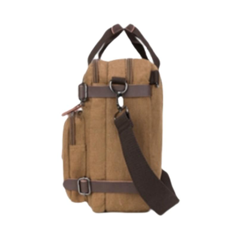 Retro forretningskoffert for menn Enkel ensfarget Crossbody-veske Fritidsreiseveske Multifunksjonell lerretsveske Kan håndholdt enkel og dobbel skulder