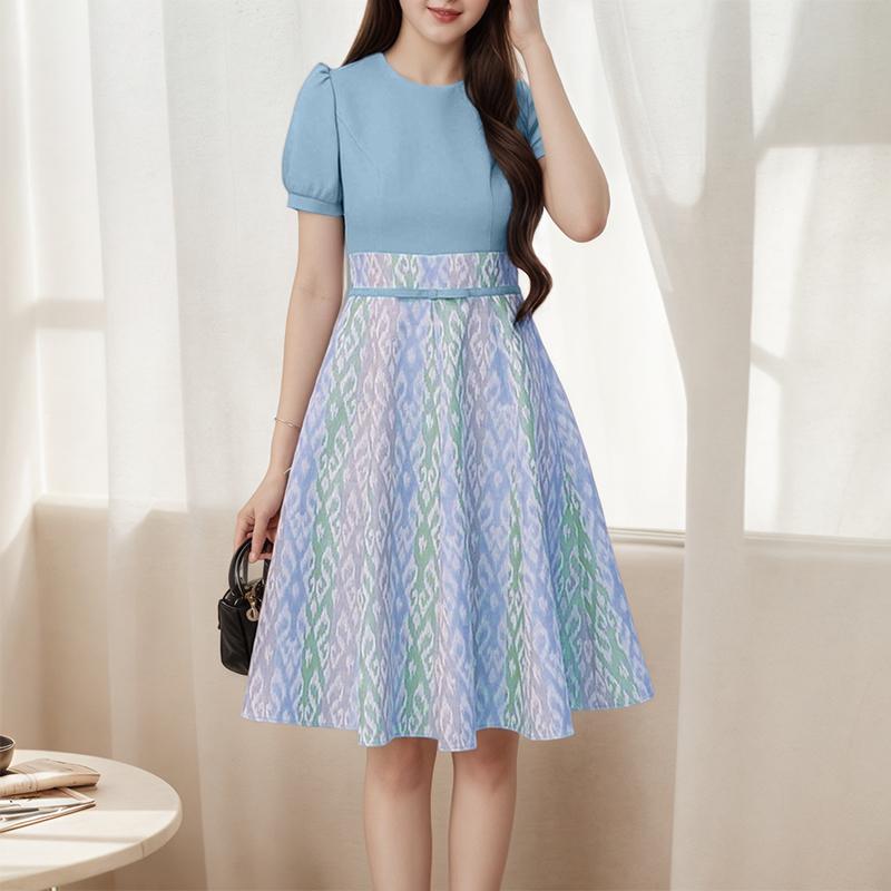 ZANZEA Women Casual Round Neck Short Sleeve Summer Print Dress