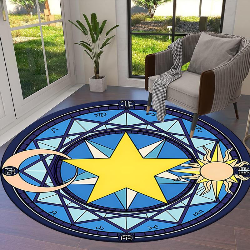 1pc Astrological Seal Round carpet, Made of Polyester,Perfect for Decorating Office Chairs, Living Rooms fplt099