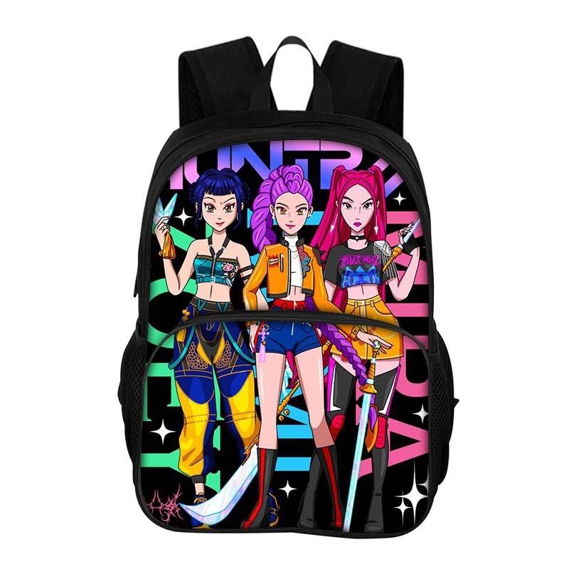 Kpop Demon Hunters Printed Oxford Backpack With Breathable Design For School Students