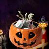 Halloween Bowl Pumpkin Candy Dish Sugar Container With Moving Skeleton Hand For Gathering Porch Classroom Birthday Halloween