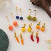18K Gold-Plated Fruit & Vegetable Earrings: European & American INS-Inspired Fresh Design
