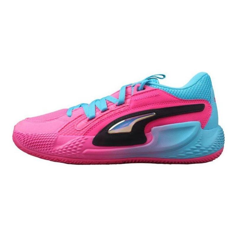 PUMA Court Rider 1.0 Chaos Imbalan Men Fashion Versatile Cushioned Wear Resistant Low Top Basketball Shoes Pink Blue 378613-01