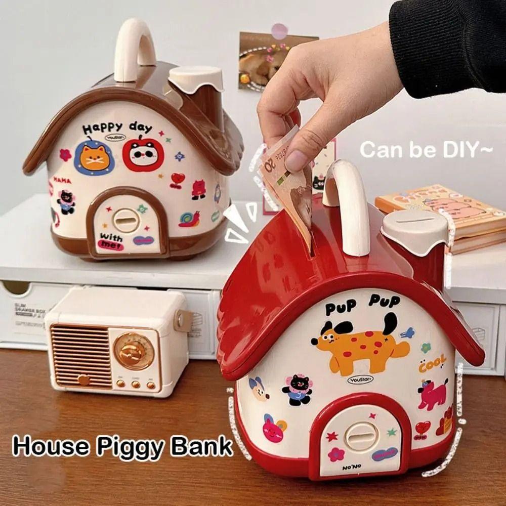 

Большая емкость мультфильм DIY монета банка с замком на ключ детские копилки украшение дома красный